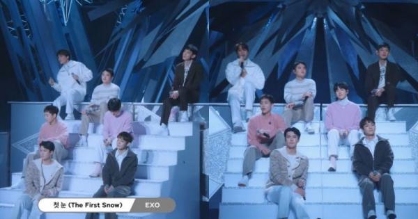 EXO在「SMTOWN线上演唱会」演唱《初雪(The First Snow)》，粉丝惊呼：「居然是10年前的歌了！」  