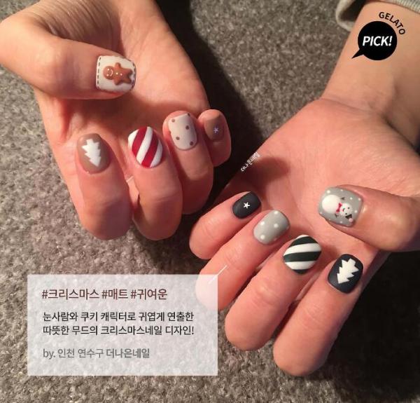 韩国年末圣诞节日等美甲图案